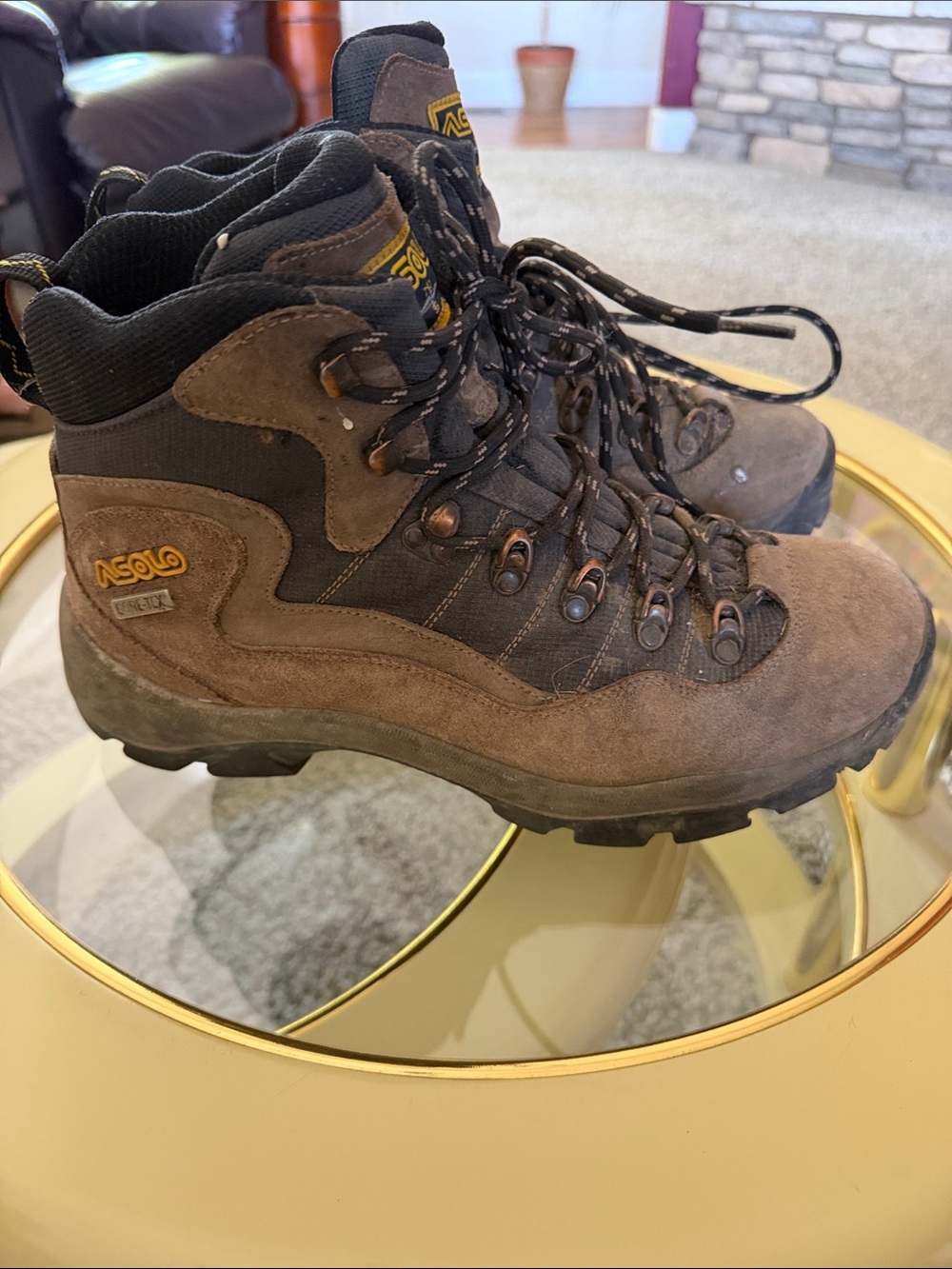 Asolo Taupe Suede Hiking Boots with Black Trim